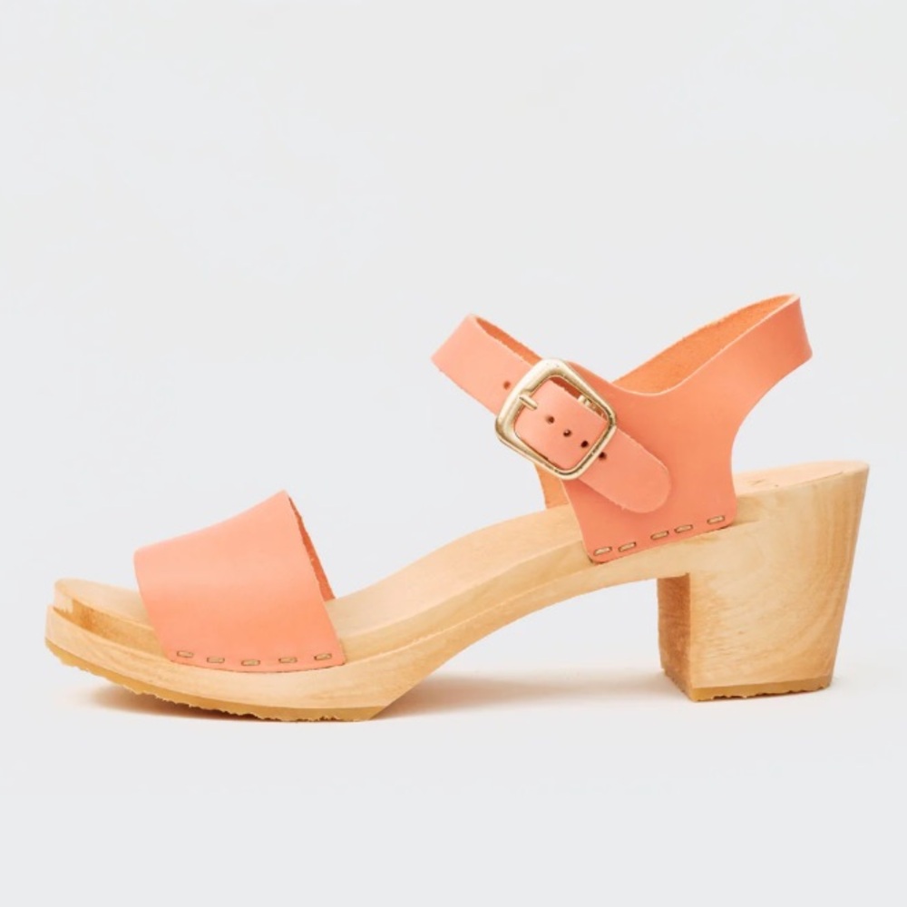 Kit + Clogs Studio Mid Etta Orange Coral Sandals Clogs 8.5 Leather